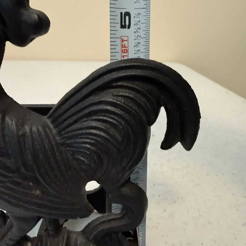 Napkin/Letter Holder Cast Iron Chicken Rooster Black